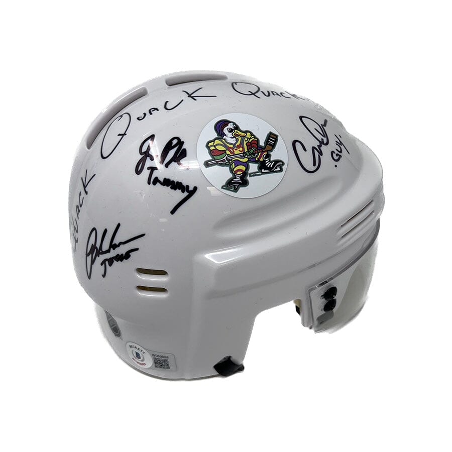 Mighty Ducks Cast Signed Mini Hockey Helmet with "Quack, Quack, Quack" Signed Hockey Mini Helmet TSE Buffalo 