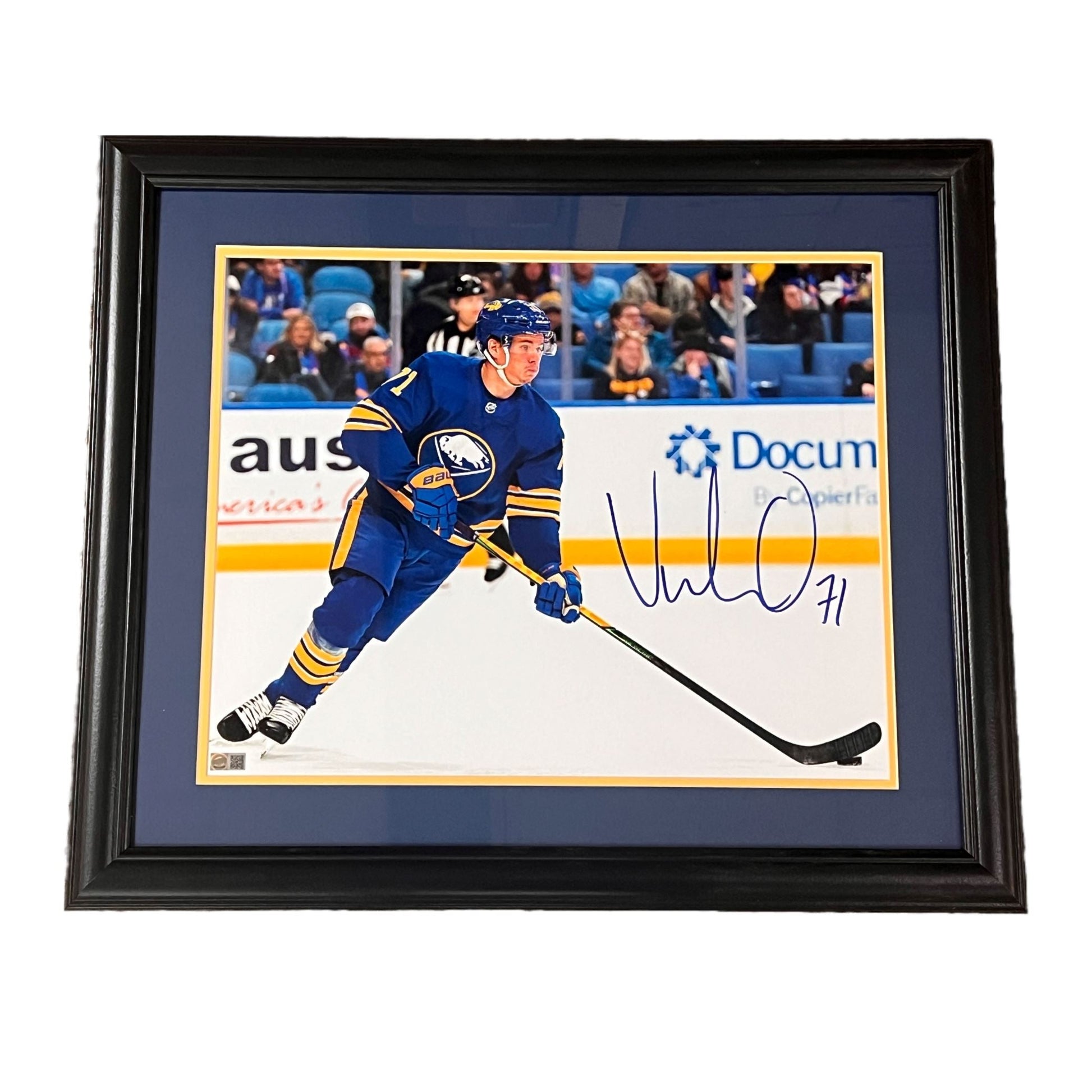 Victor Olofsson Skating In Blue with Puck Signed 16x20 Photo- Professionally Framed Signed Photos TSE Framed 