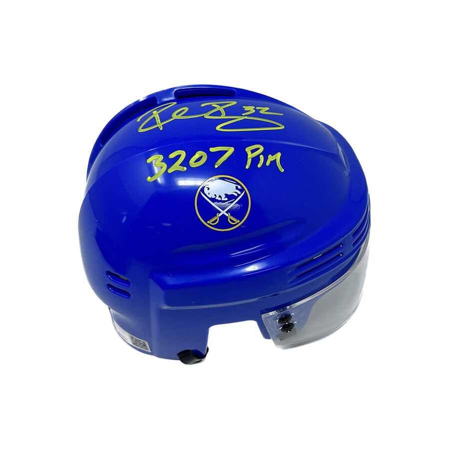 Rob Ray Signed Buffalo Sabres Blue Mini Helmet with "3207 PIM" Signed Hockey Helmet TSE Buffalo 
